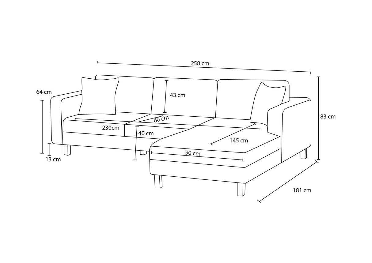 Ecksofa links blank grau