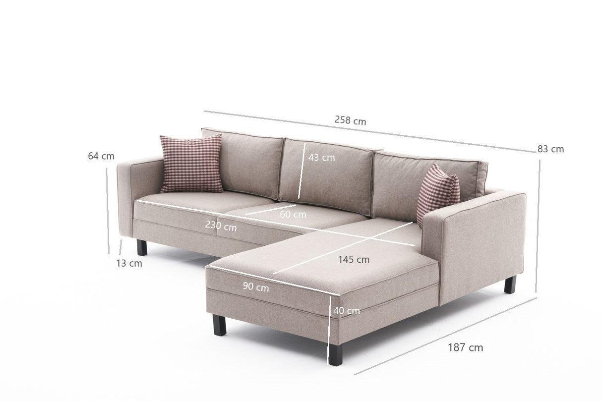 Ecksofa Rechts Bare Cream