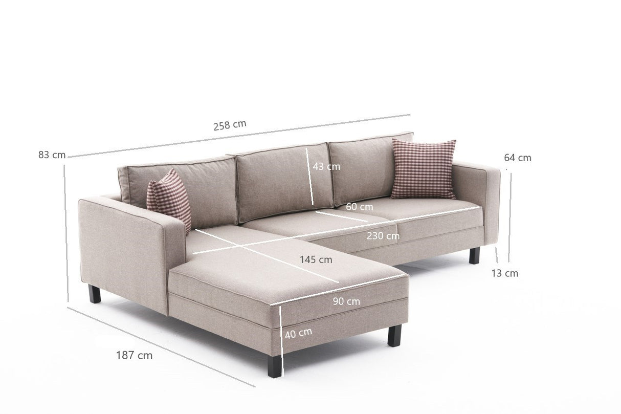 Ecksofa links blank Creme