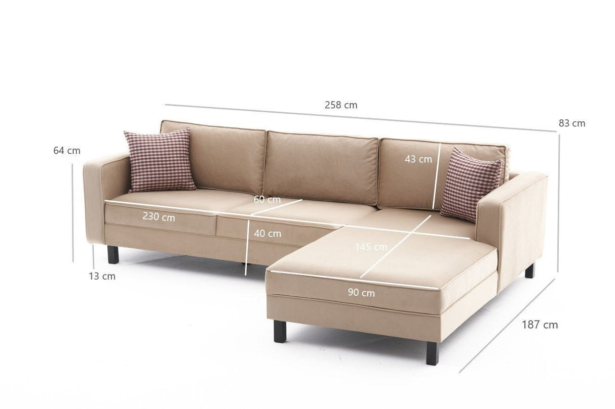 Ecksofa rechts blank creme