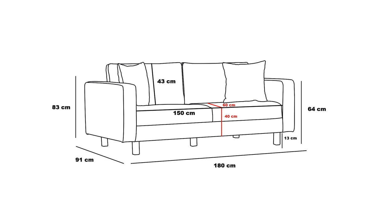 2-Sitzer-Sofa Berlin Creme Schwarz