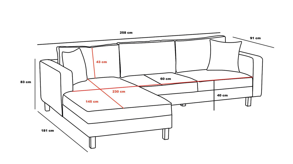 Ecksofa rechts Berlin Creme Gold