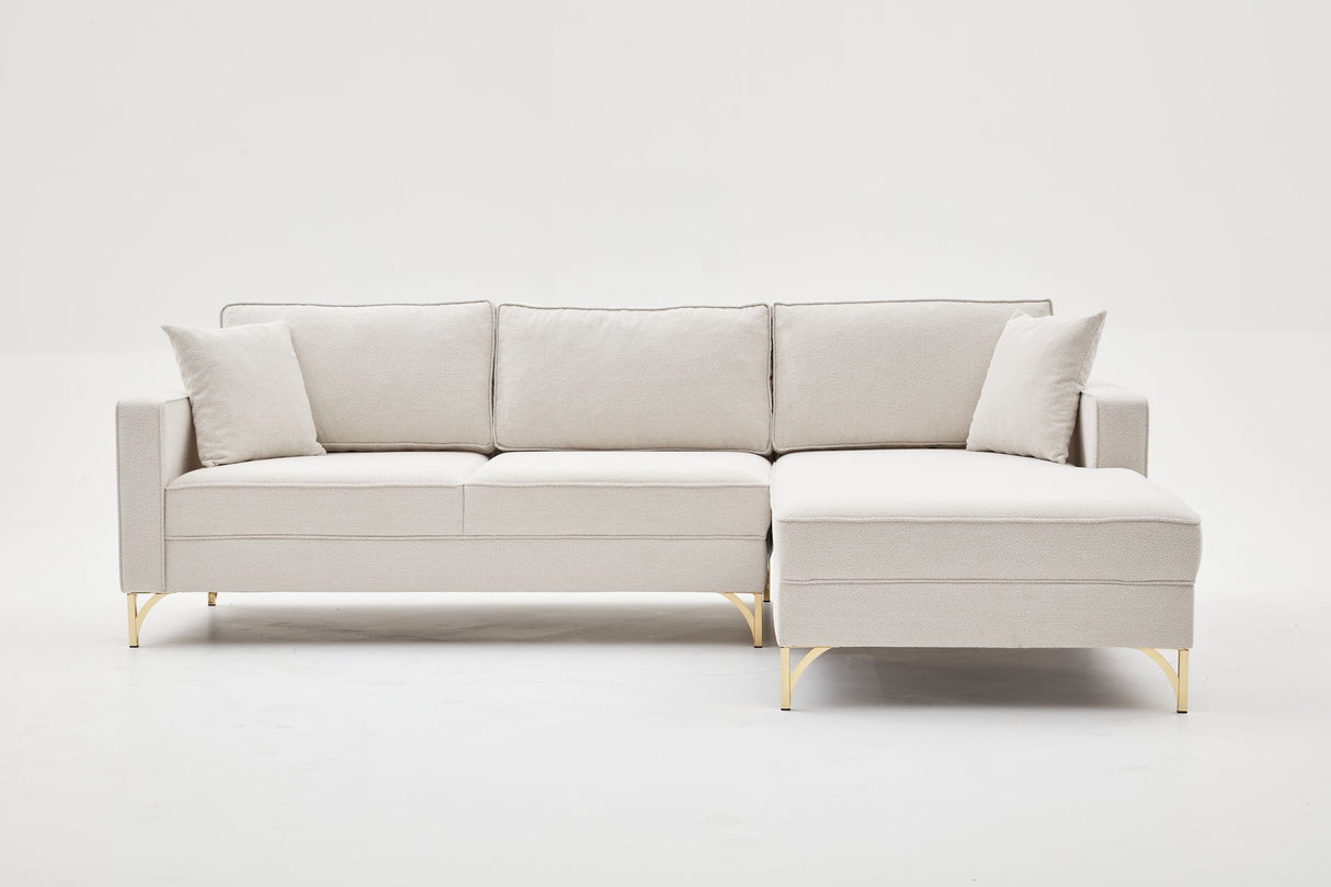 Ecksofa rechts Berlin Creme Gold