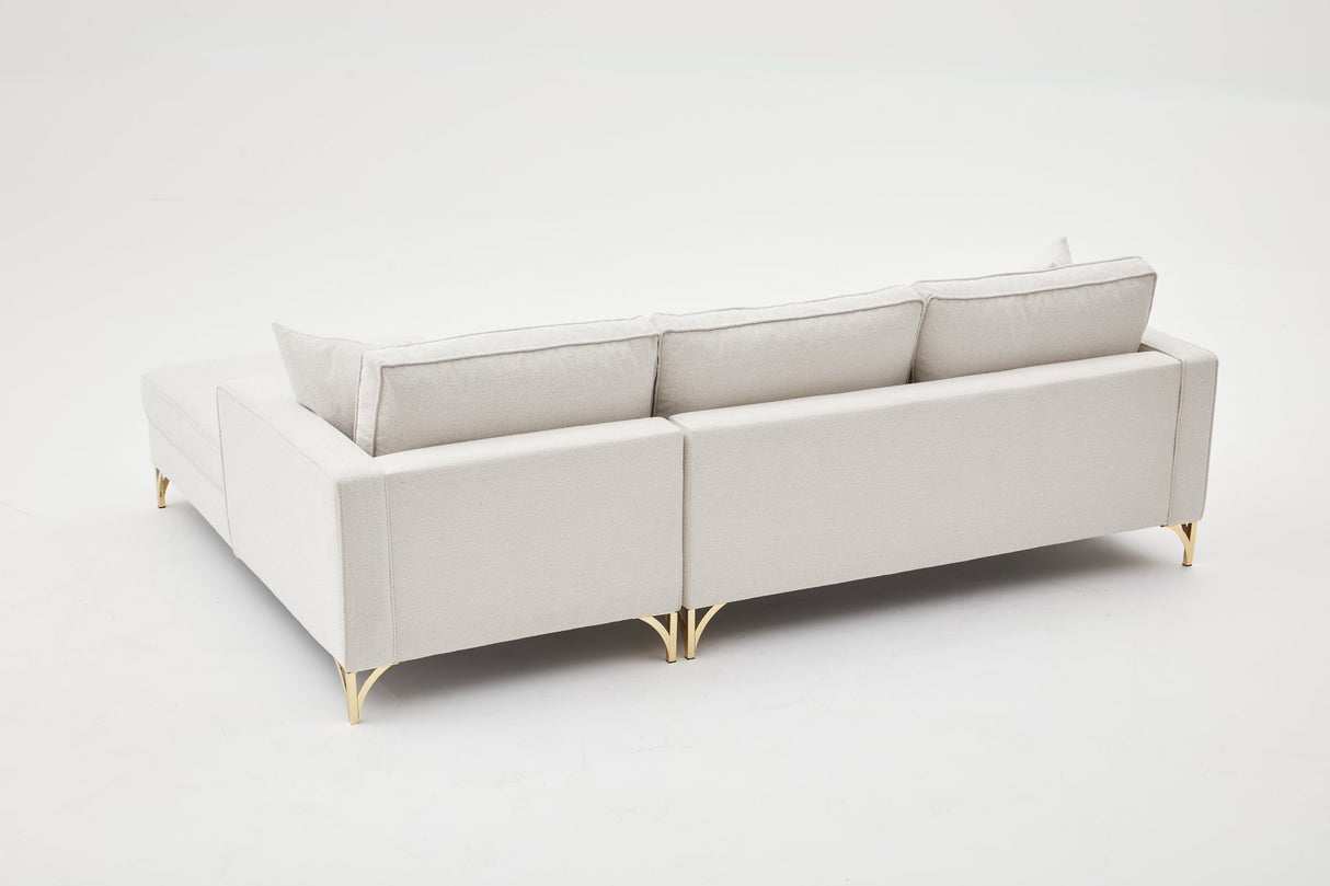 Ecksofa rechts Berlin Creme Gold