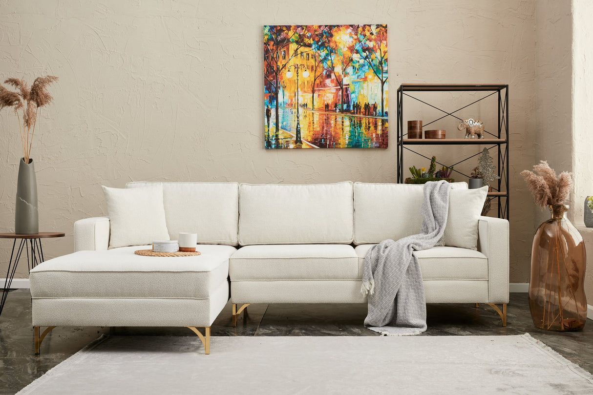 Ecksofa links Berlin Creme Gold