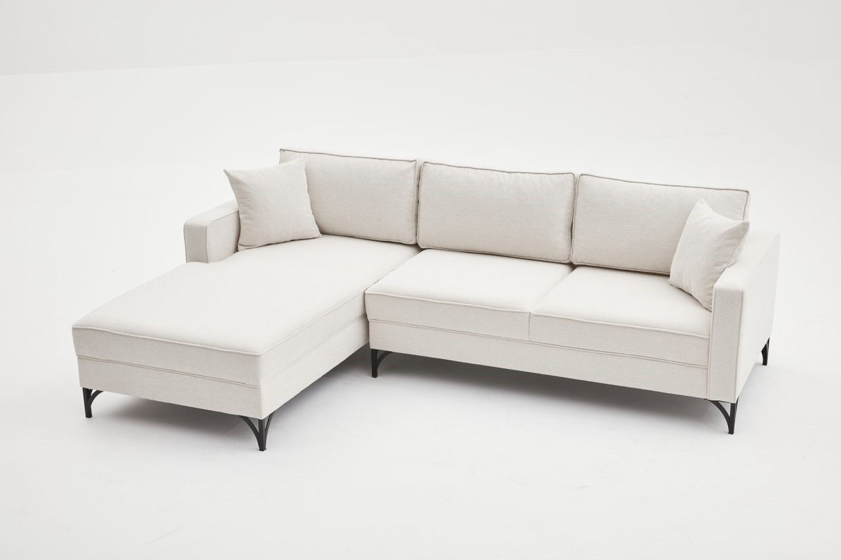 Ecksofa links Berlin Creme Schwarz