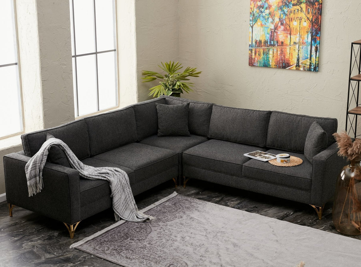 Ecksofa Berlin Anthrazit Gold