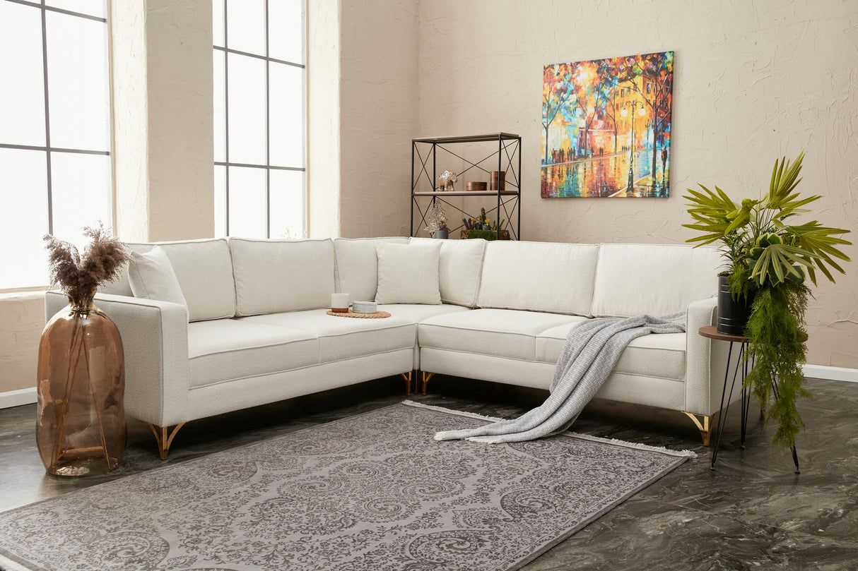 Ecksofa Berlin Creme Gold