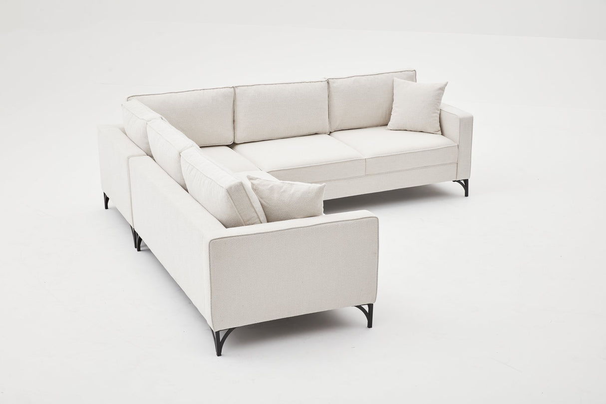 Ecksofa Berlin Creme Schwarz