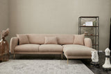 Ecksofa mit Schlaffunktion Rechts Simena Beige - Goldenes Bein