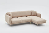 Ecksofa mit Schlaffunktion Rechts Simena Beige - Goldenes Bein