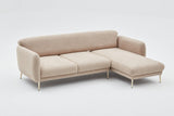 Ecksofa mit Schlaffunktion Rechts Simena Beige - Goldenes Bein