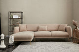 Ecksofa mit Schlaffunktion Links Simena Beige - Goldenes Bein