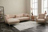 Ecksofa mit Schlaffunktion Links Simena Beige - Goldenes Bein