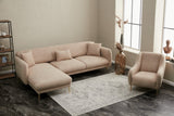 Ecksofa mit Schlaffunktion Links Simena Beige - Goldenes Bein