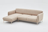 Ecksofa mit Schlaffunktion Links Simena Beige - Goldenes Bein