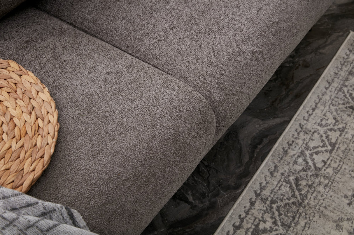 Ecksofa mit Schlaffunktion Rechts Simena Grey - Golden Leg