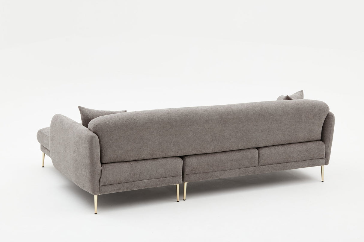 Ecksofa mit Schlaffunktion Rechts Simena Grey - Golden Leg