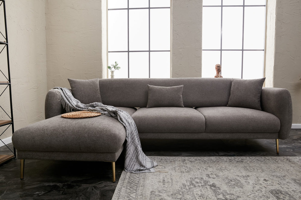 Ecksofa mit Schlaffunktion Links Simena Grey - Golden Leg