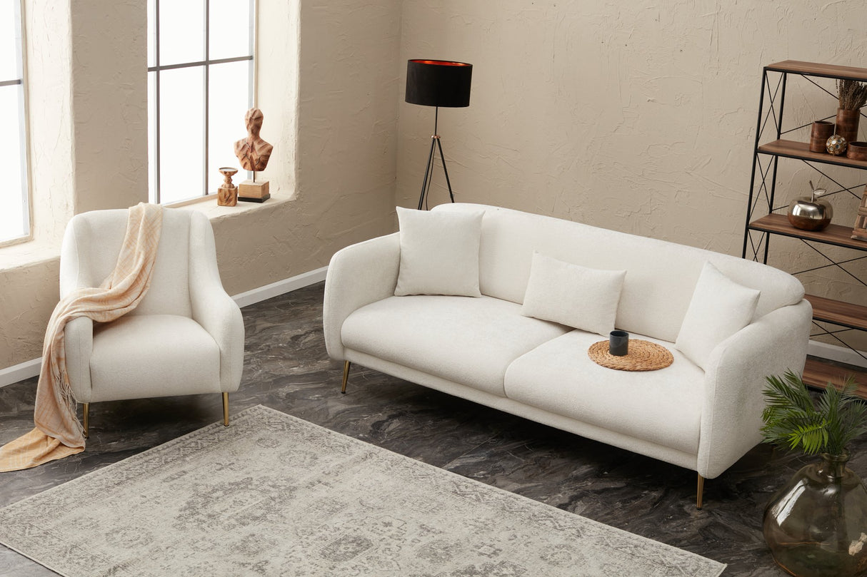 3-Sitzer-Schlafsofa Simena Cream Gold