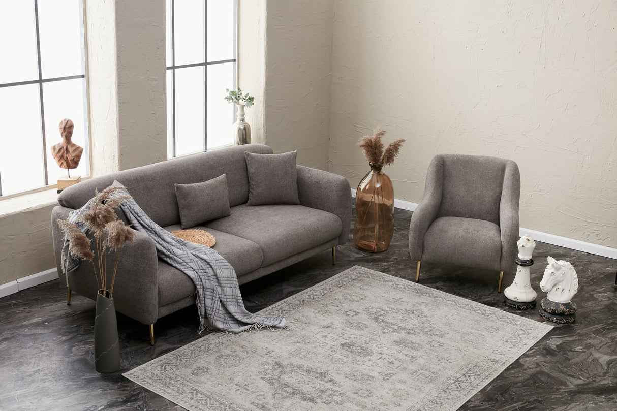 3-Sitzer-Schlafsofa Simena Grey Gold