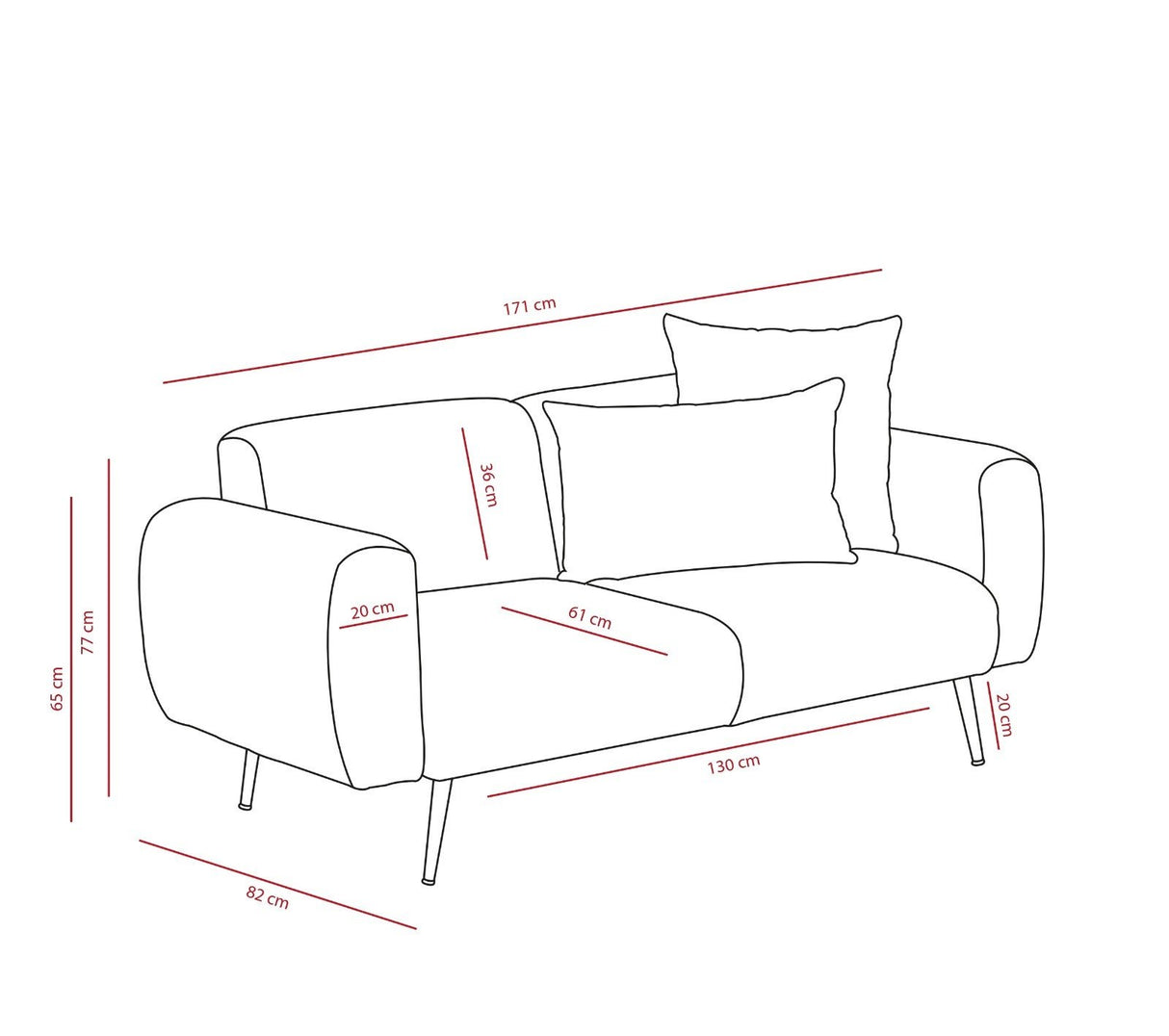 2-Sitzer-Sofa seitlich hellgrau