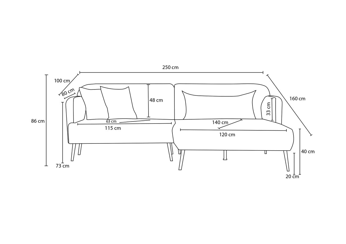 Ecksofa rechts Revos Creme