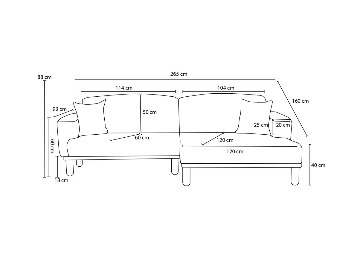 Ecksofa links Rens Creme