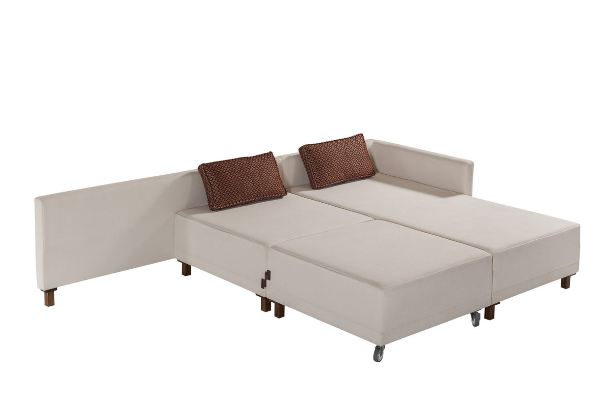 Ecksofa mit Schlaffunktion Rechts Matris Beige