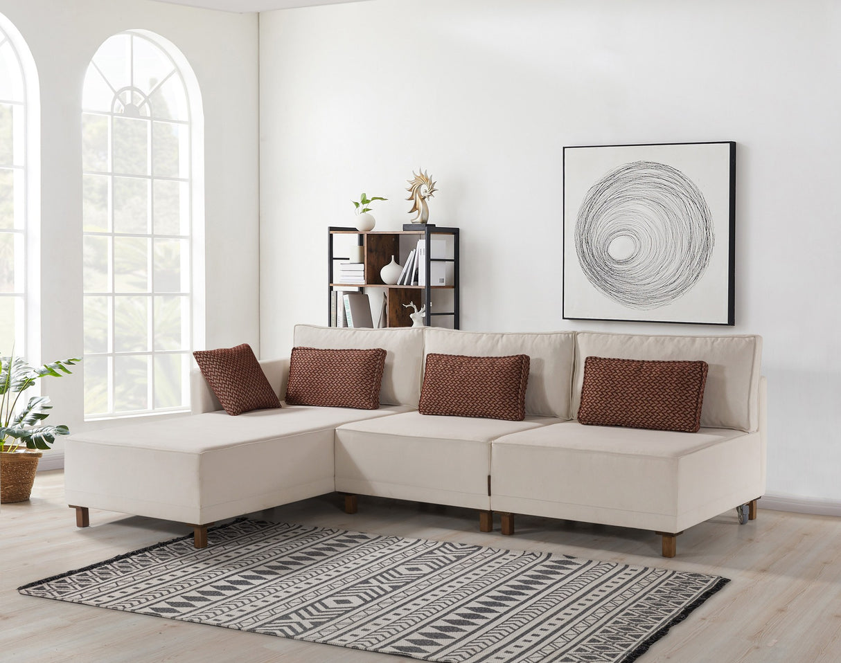 Ecksofa mit Schlaffunktion Links Matris Beige