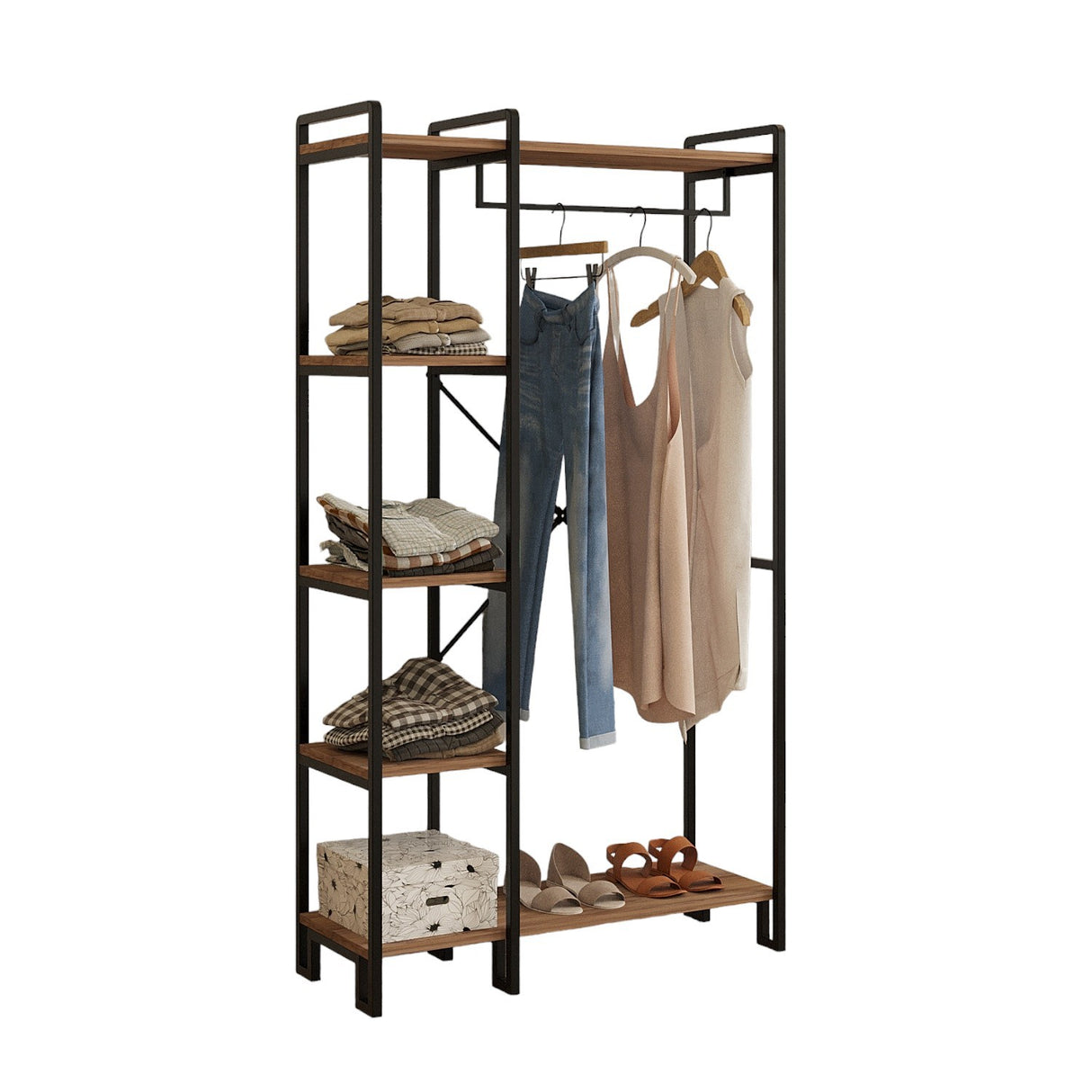 Garderobenmöbel Garderobe Rox Natur - Mit Regalen 