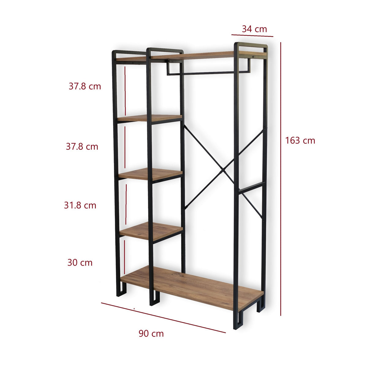 Garderobenmöbel Garderobe Rox Natur - Mit Regalen 
