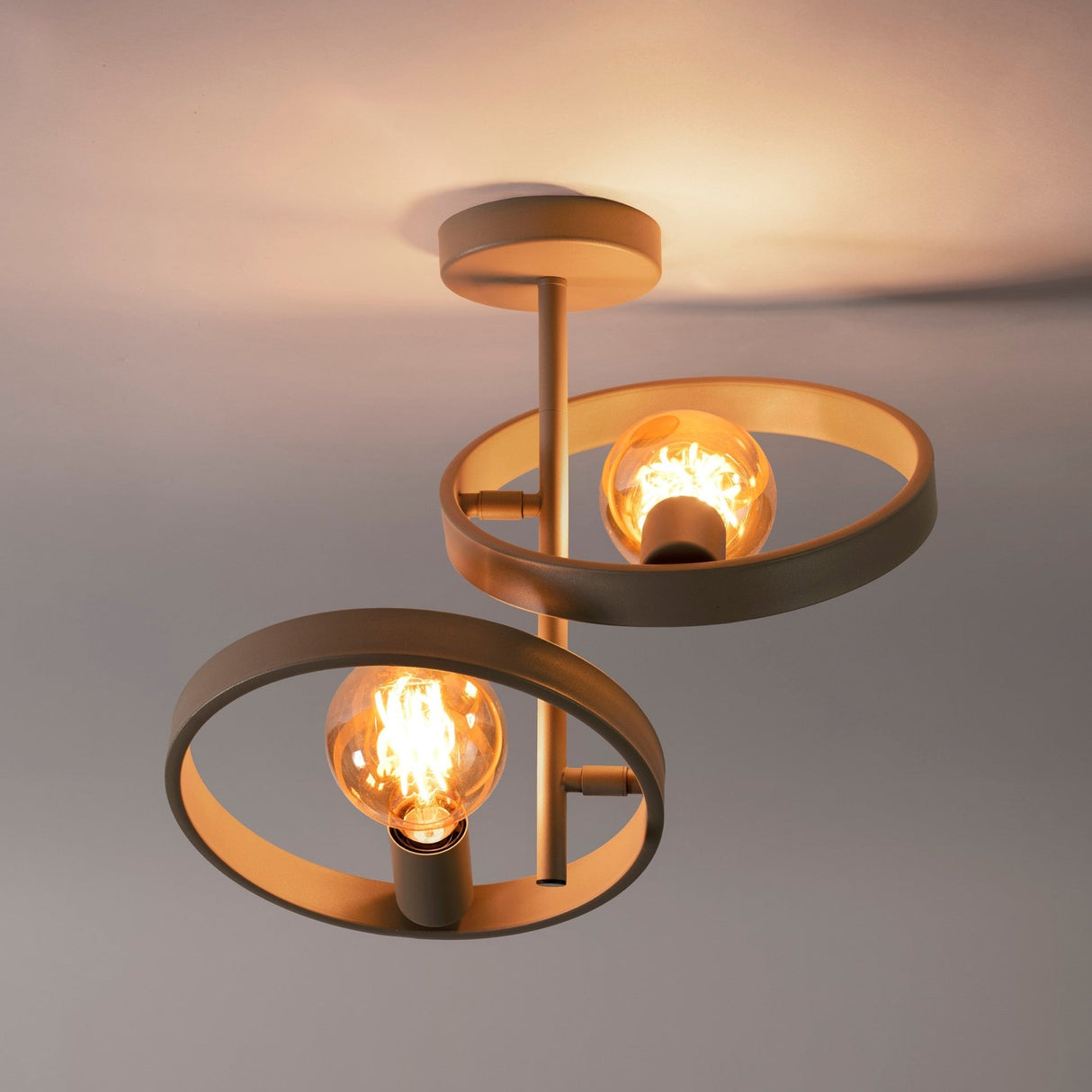 Moderne Deckenleuchte Otan 2-flammig Beige 42 cm