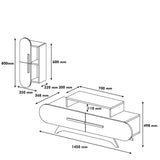 TV-Möbelset Rose Walnuss weißes Melamin 145x49.8x36,8 cm