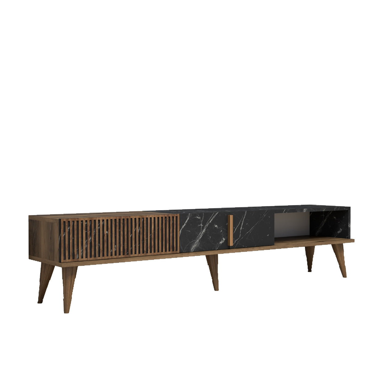 TV -Möbel Milan Walnut Black Melamin 180x40x35 cm