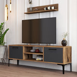 TV -Möbel Set Riga Walnuss Anthrazit Melamin 140x48x30 cm