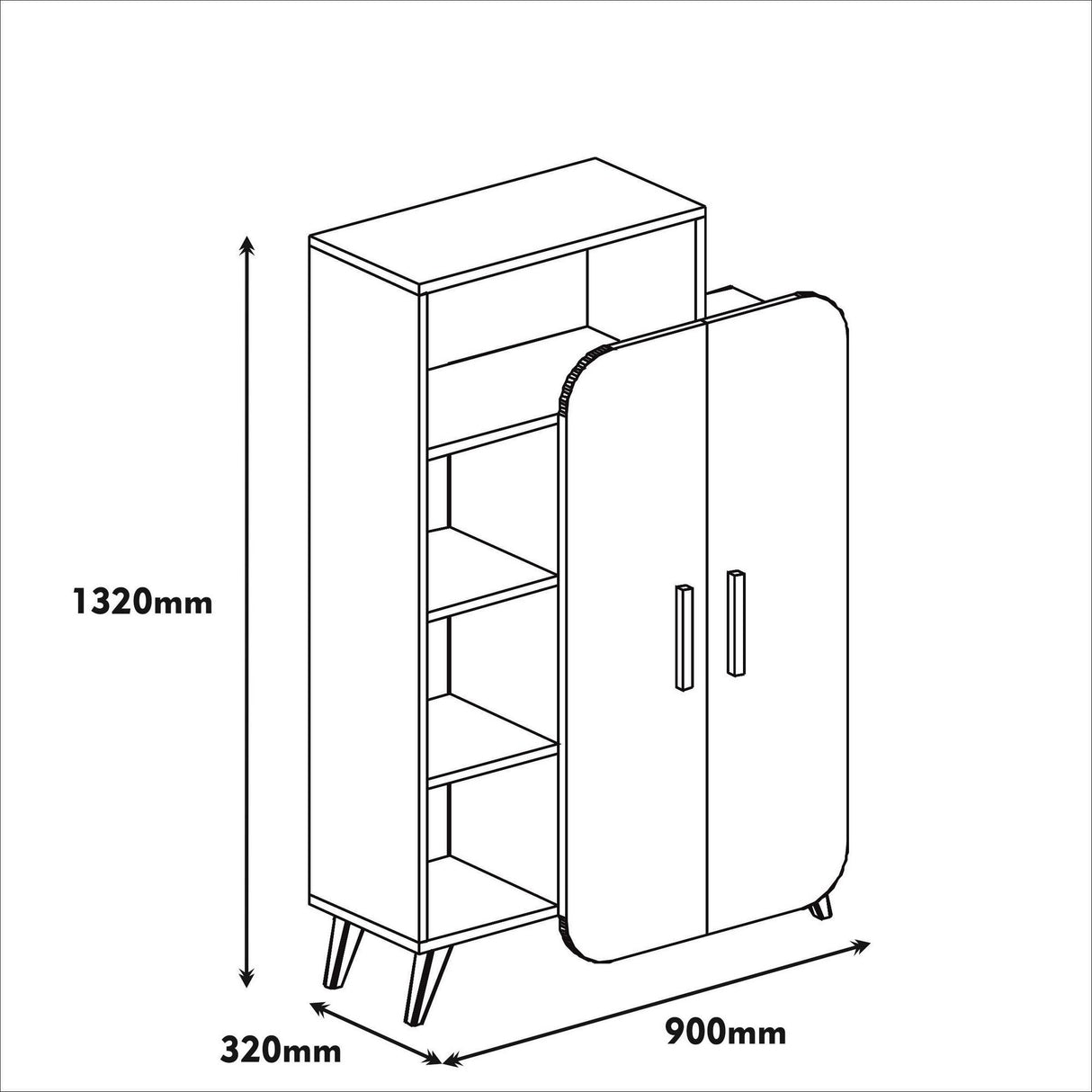 Bücherregal Form weißes Melamin 90x132x32 cm