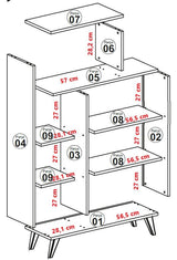 Bücherregal Form weißes Melamin 90x132x32 cm