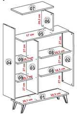 Bücherregal Form weißes Melamin 90x132x32 cm