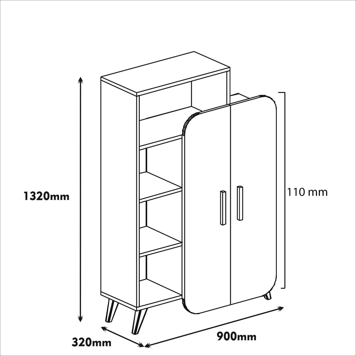 Bücherregal Form Walnussgelb Melamin 90x132x32 cm