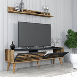 TV -Möbel Set Valsiya Walnuss Anthrazit Melamin 140x35x45 cm