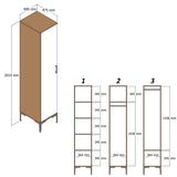 Kleiderschrank Kumual P Walnuss Anthrazit Melamin 40x47.5x201.4 cm