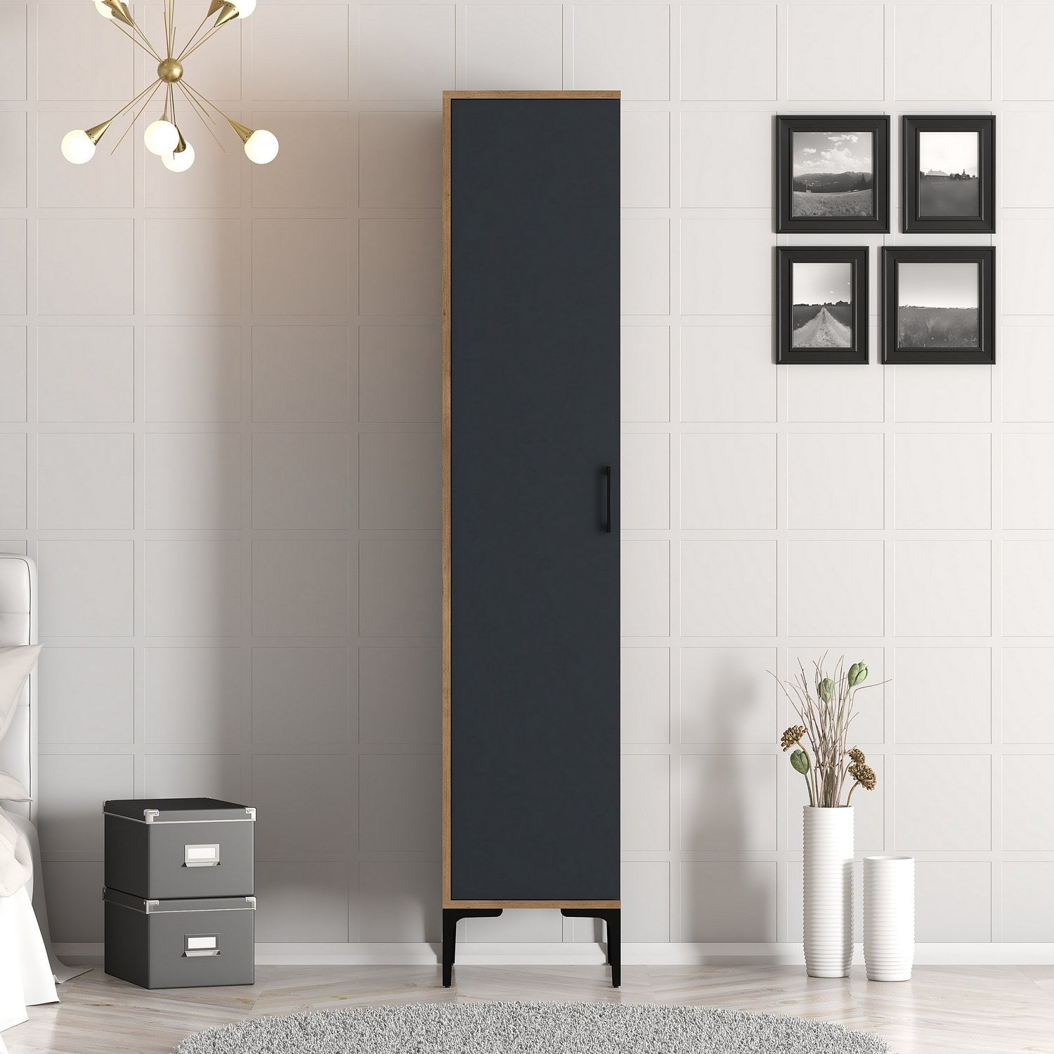 Kleiderschrank Kumual S Walnuss Anthrazit Melamin 40x47,5x201,4 cm