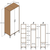 Kleiderschrank Kumsal PR Walnuss weißes Melamin 80x47.5x201.4 cm