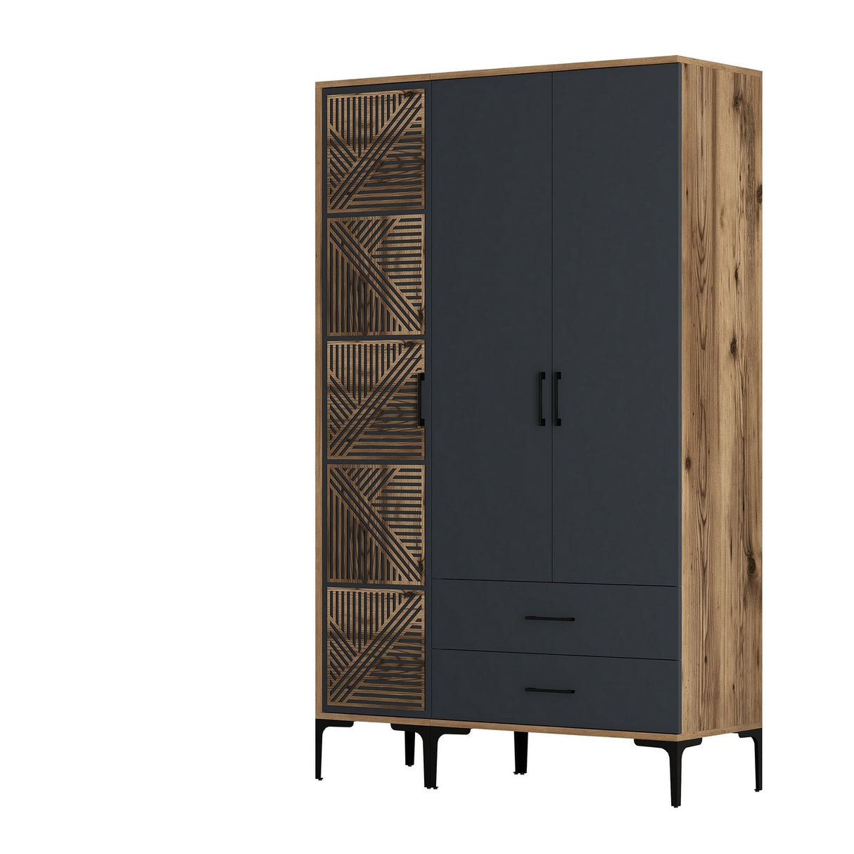 kleiderschrank kumual pt walnuss anthrazit melamin 120x47.5x201.4 cm