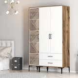 Kleiderschrank Kumual Pt Walnuss weißes Melamin 120x47.5x201.4 cm