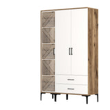 Kleiderschrank Kumual Pt Walnuss weißes Melamin 120x47.5x201.4 cm