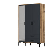 Kleiderschrank Kumual RT Walnuss Anthrazit Melamin 120x47.5x201.4 cm