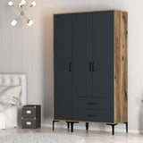 Kleiderschrank Kumual St. Walnuss Anthrazit Melamin 120x47.5x201.4 cm