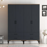 Kleiderschrank Kumsal TT Walnuss Anthrazit Melamin 160x47.5x201.4 cm